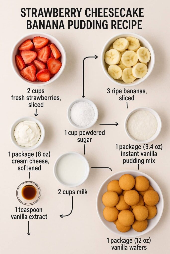 Strawberry Cheesecake Banana Pudding - Ingredients