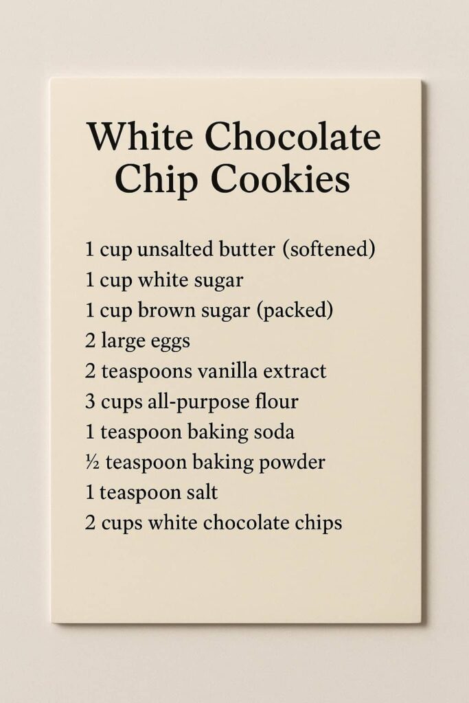 White Chocolate Chip Cookies Recipe