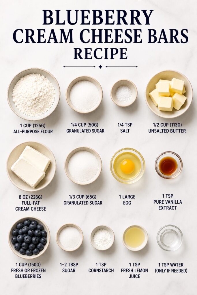 Blueberry Cream Cheese Bars Ingredients