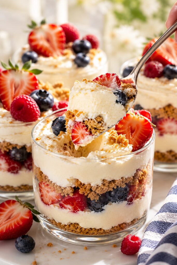 cheesecake cups spoon scoop