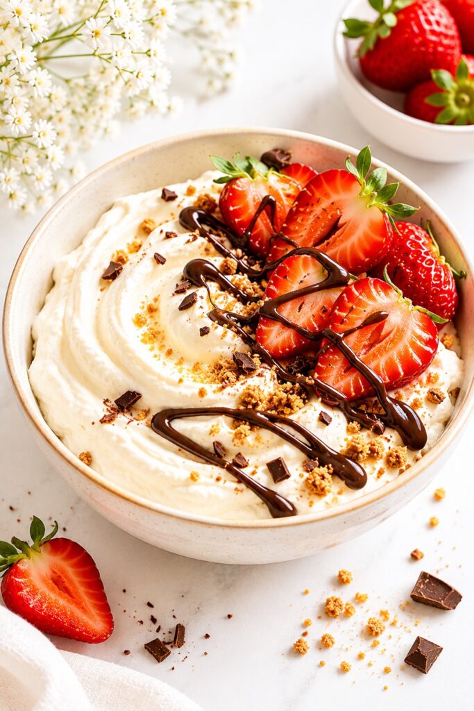 Chocolate Drizzle Cottage Cheese Dessert Bowl