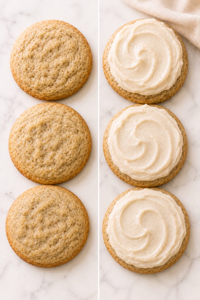 Unfrosted vs Frosted Banana Cookies