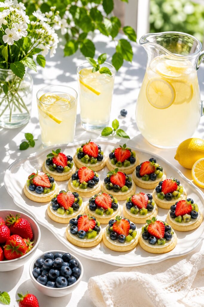 Fruit pizza bites on Summer Dessert Table