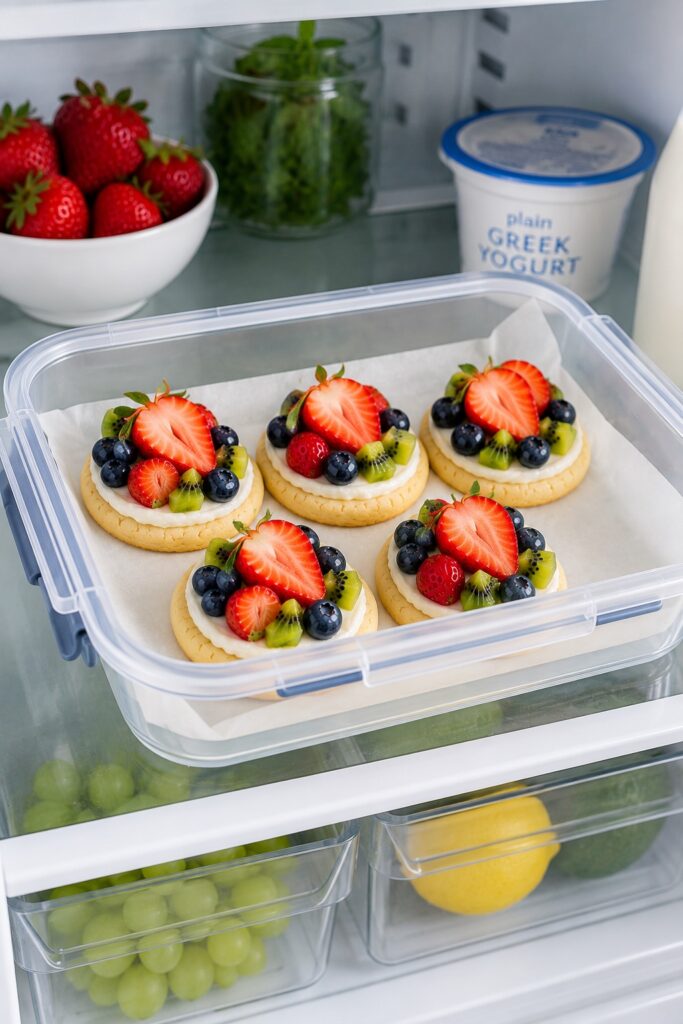 Fruit pizza bites Storage