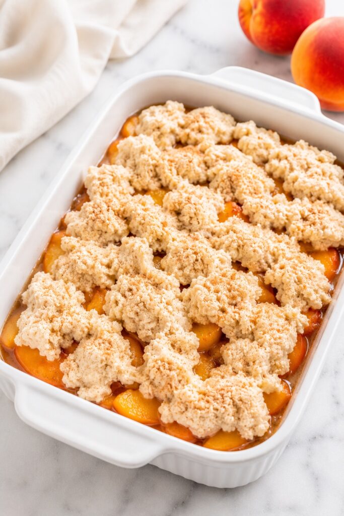 Peach Cobbler Before Baking