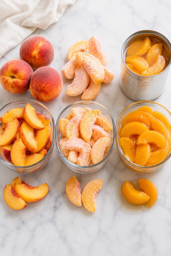 Fresh vs Frozen vs Canned Peaches for Peach Cobbler