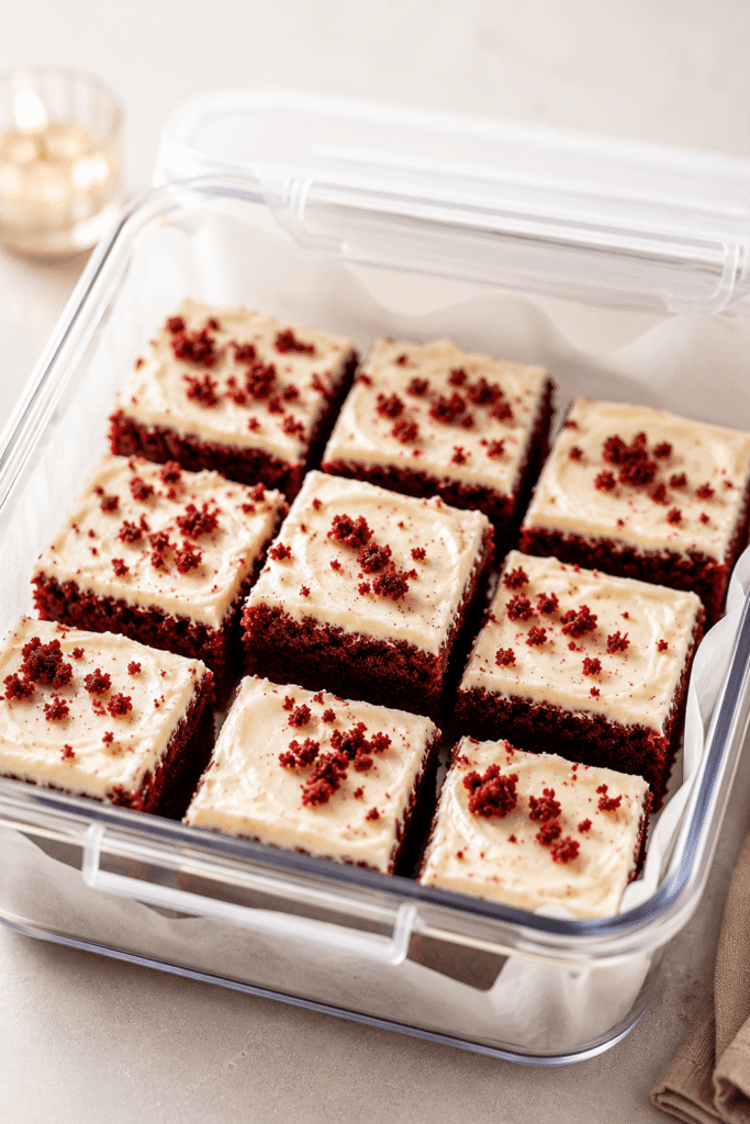 Red Velvet Brownies Storage