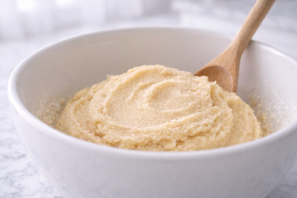 Sugar cookie dough showing soft smooth texture and ideal consistency