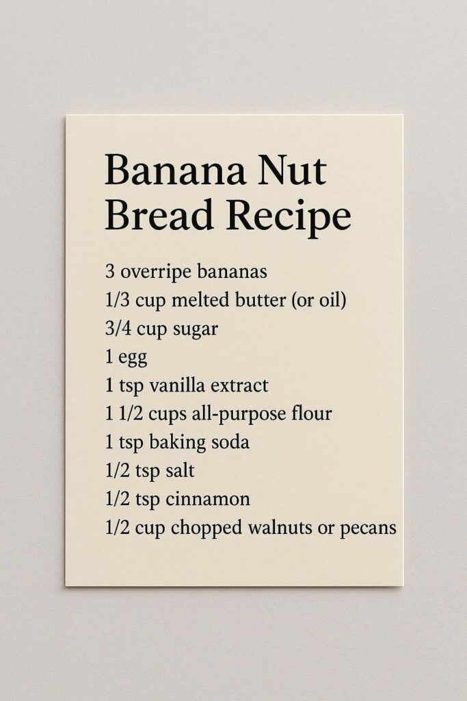 Banana Nut Bread Recipe Ingredients