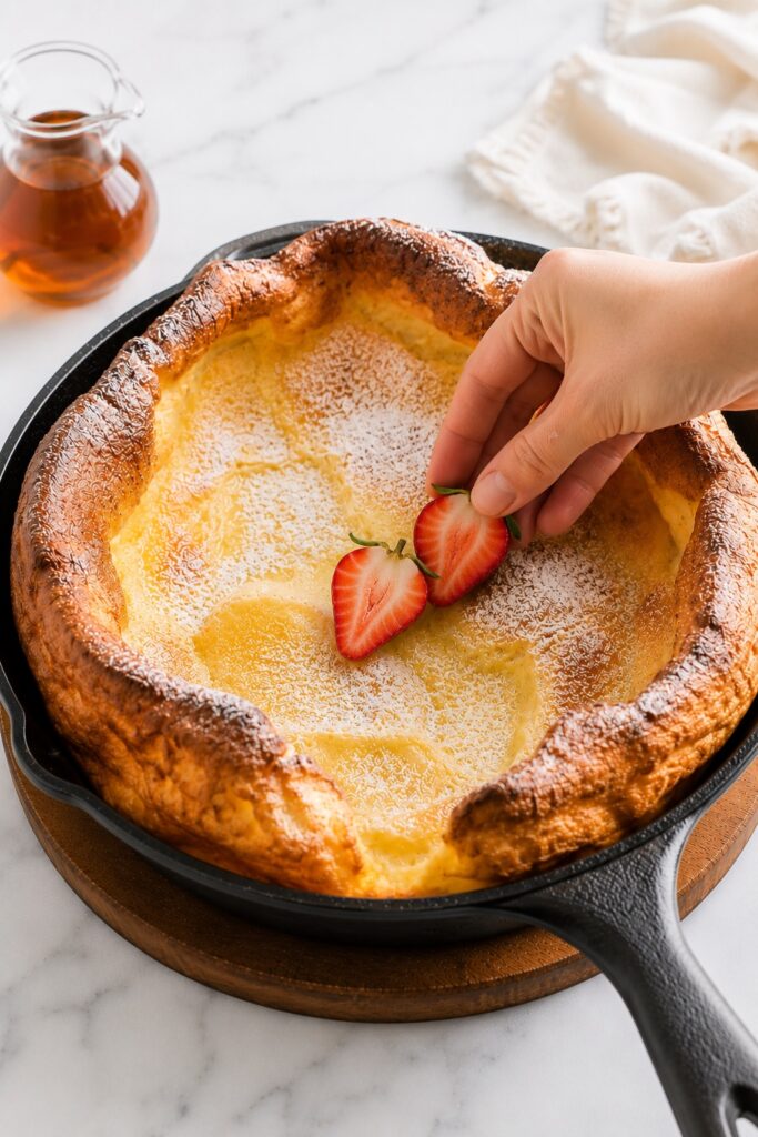 Adding Toppings on German Pancakes