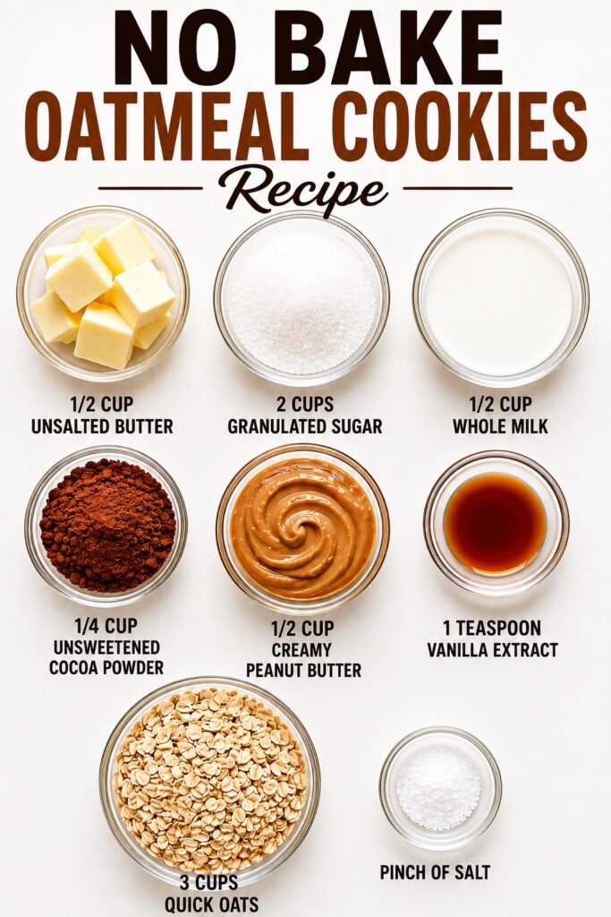 no bake oatmeal cookies ingredients