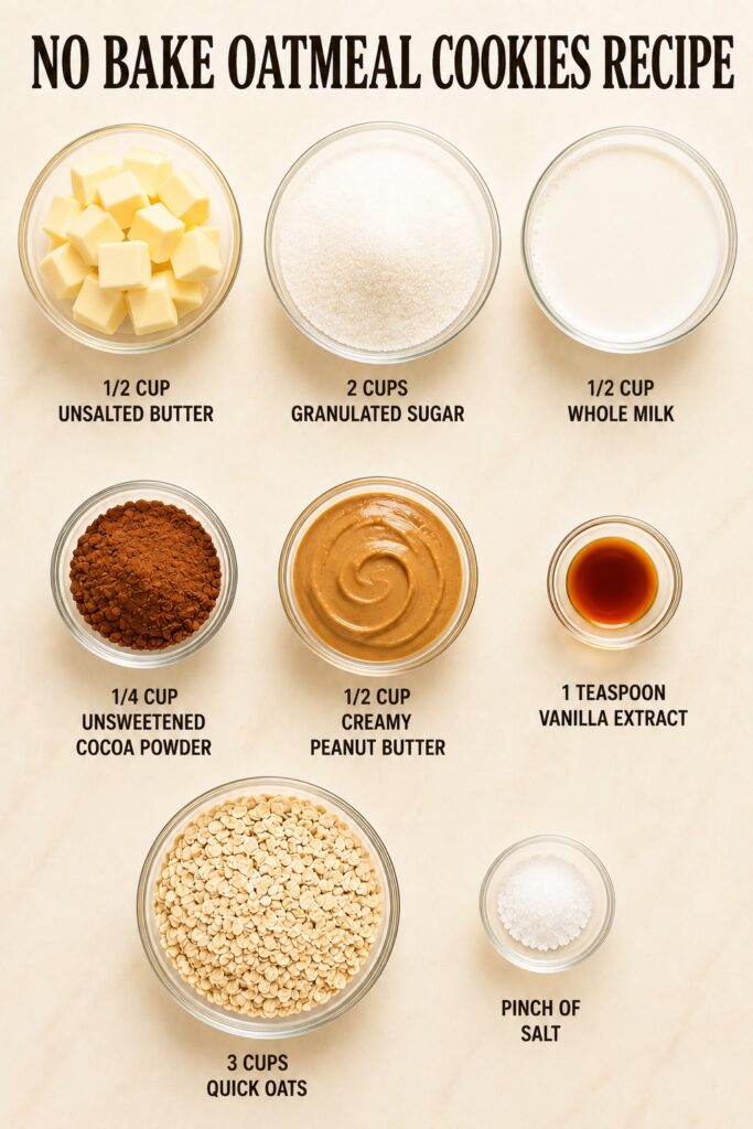 no bake oatmeal cookies ingredients