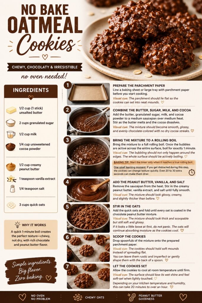 no bake oatmeal cookies recipe card