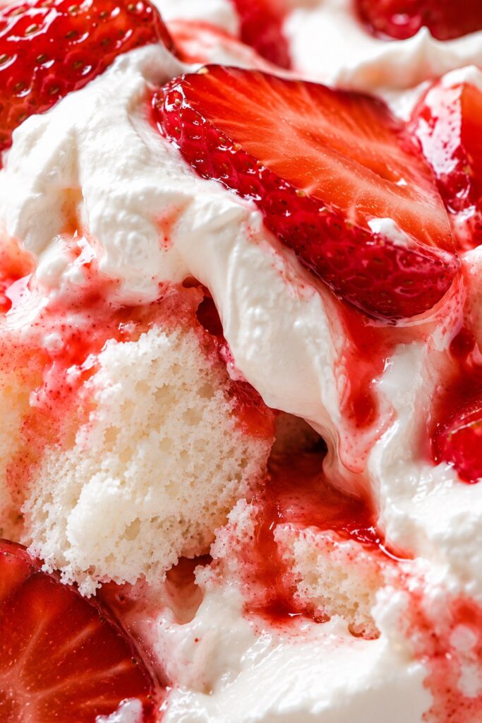 Strawberry Angel Food Cake Dessert Texture Close-up