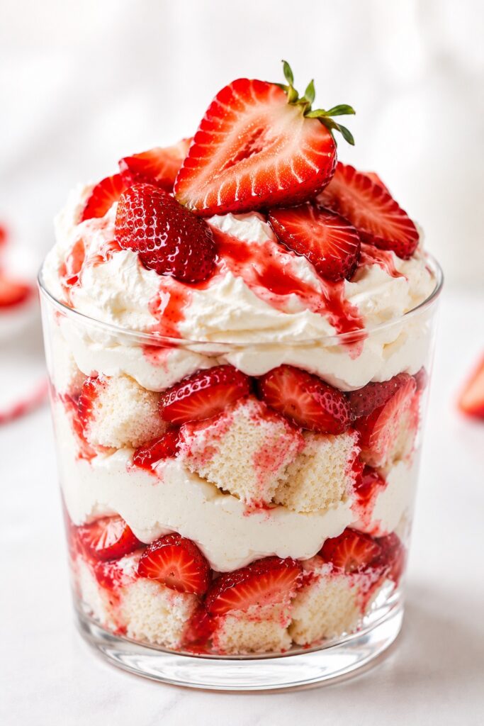 Strawberry Angel Food Cake Dessert Single Serving