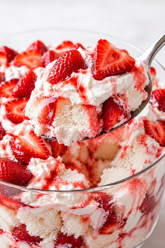 Strawberry Angel Food Cake Dessert Spoon Scoop