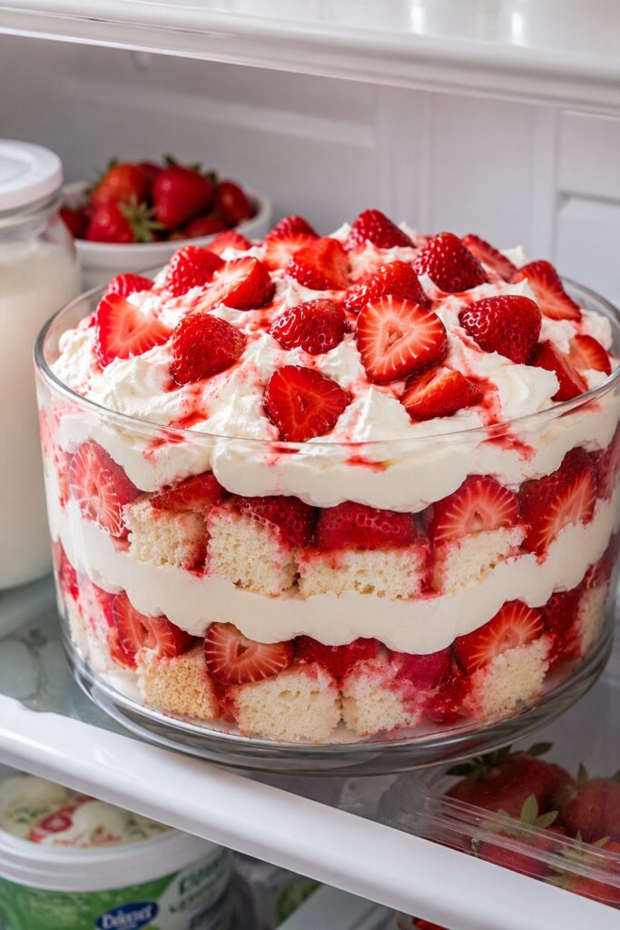 Strawberry Angel Food Cake Dessert Storage