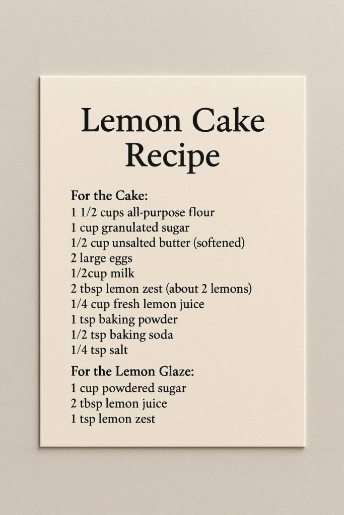Lemon Cake Recipe