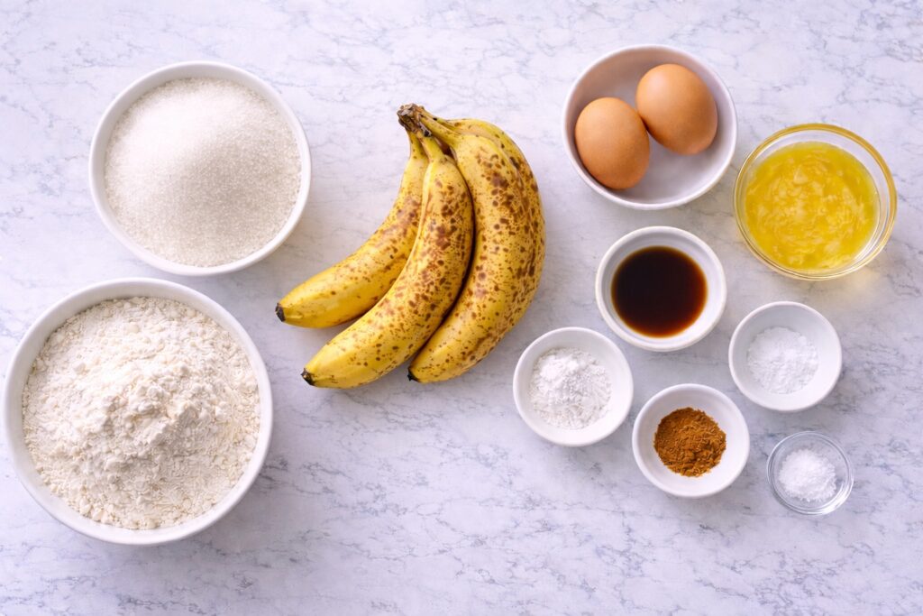 ingredients for banana muffins recipe