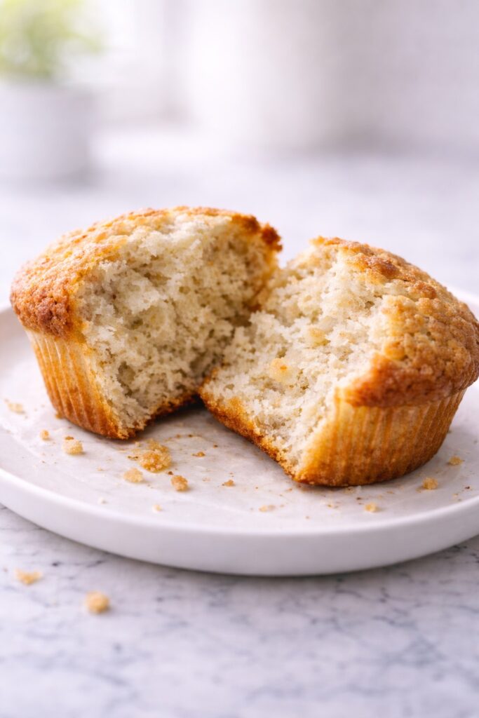 close-up of soft banana muffin crumb texture