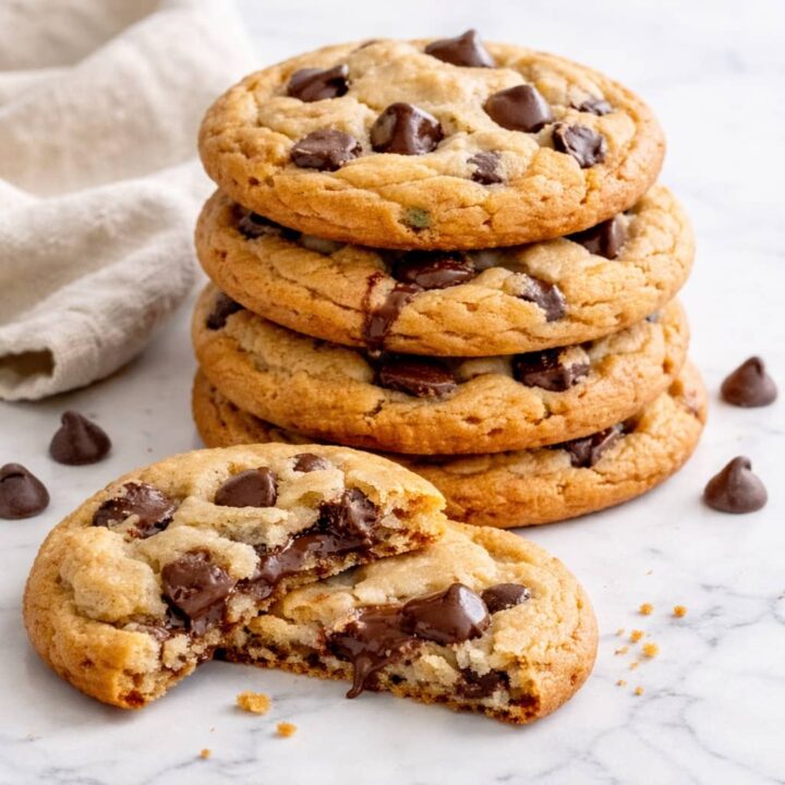 Soft and chewy chocolate chip cookie recipe with golden crisp edges and melted chocolate