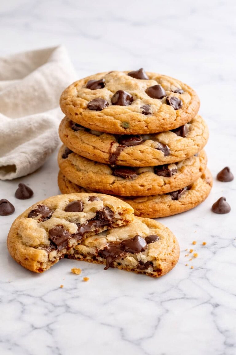 Soft and chewy chocolate chip cookie recipe with golden crisp edges and melted chocolate