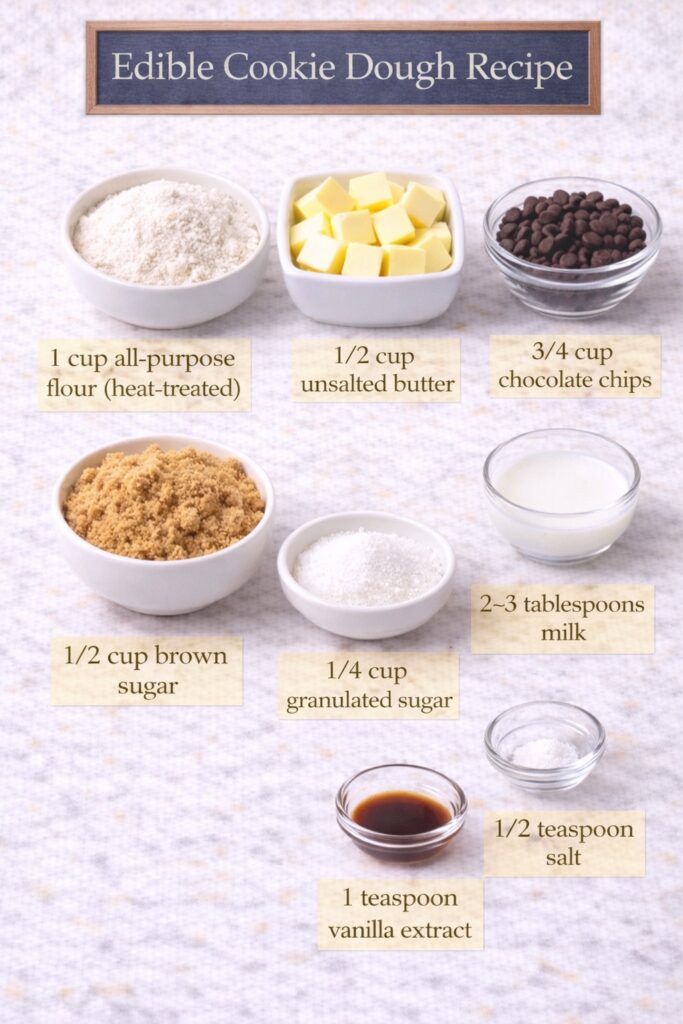 Edible Cookie Dough recipe ingredients