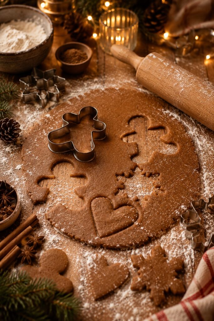 Gingerbread Cookie Dough Shapes Cutting