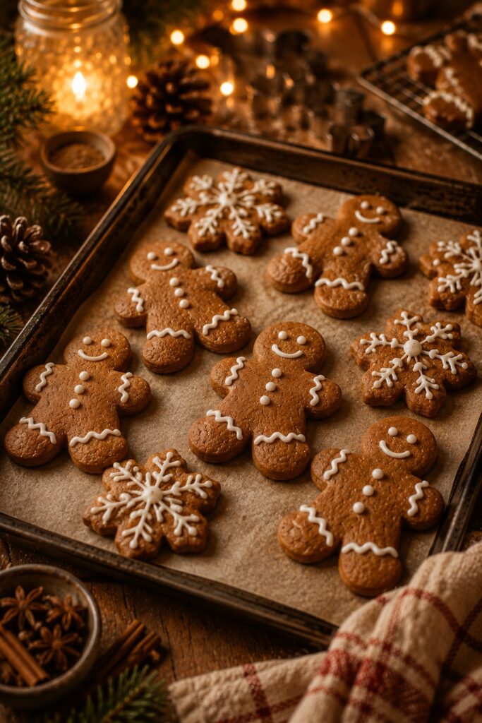 Decorated Gingerbread Cookies On Tray