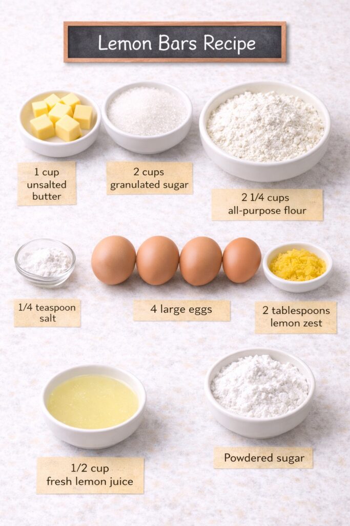 lemon bars recipe ingredients