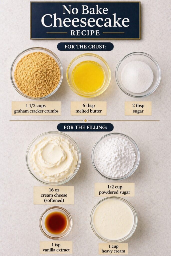 No Bake Cheesecake Recipe Ingredients