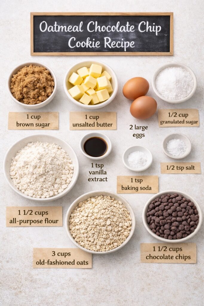 Oatmeal Chocolate Chip Cookie Recipe Ingredients