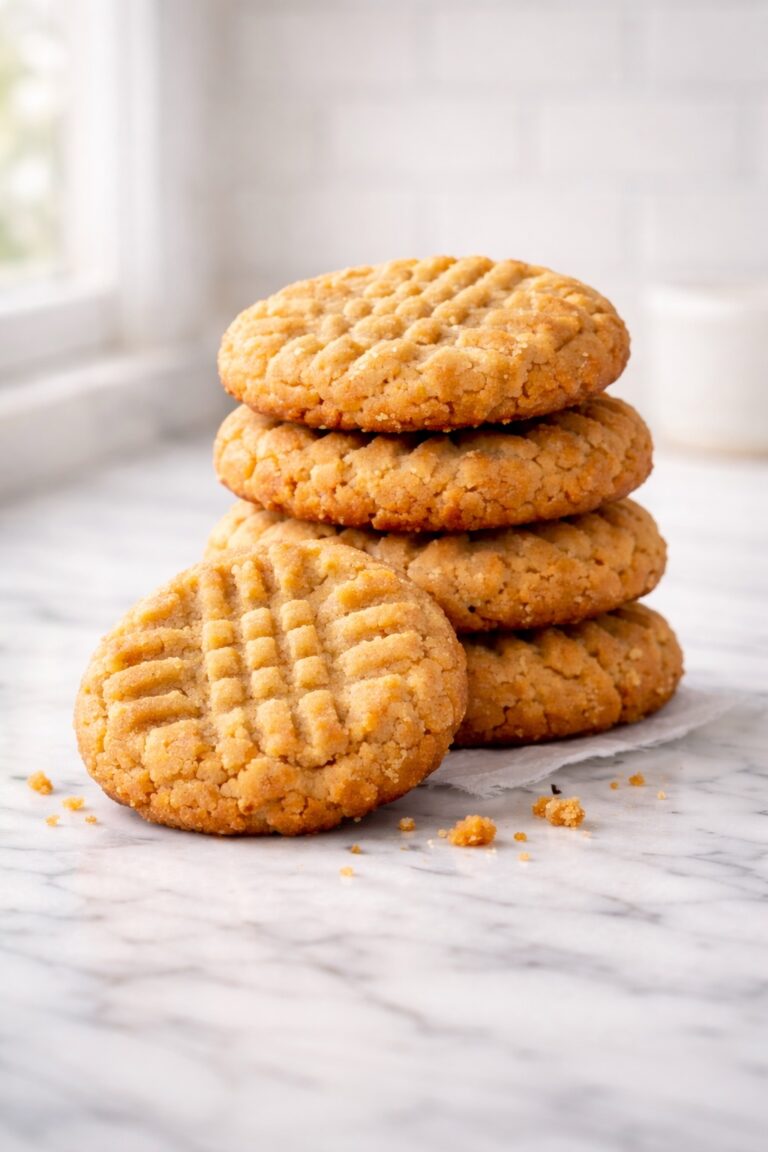 soft chewy peanut butter cookies with classic fork pattern