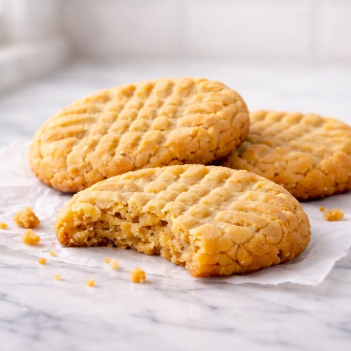 classic peanut butter cookies with fork pattern