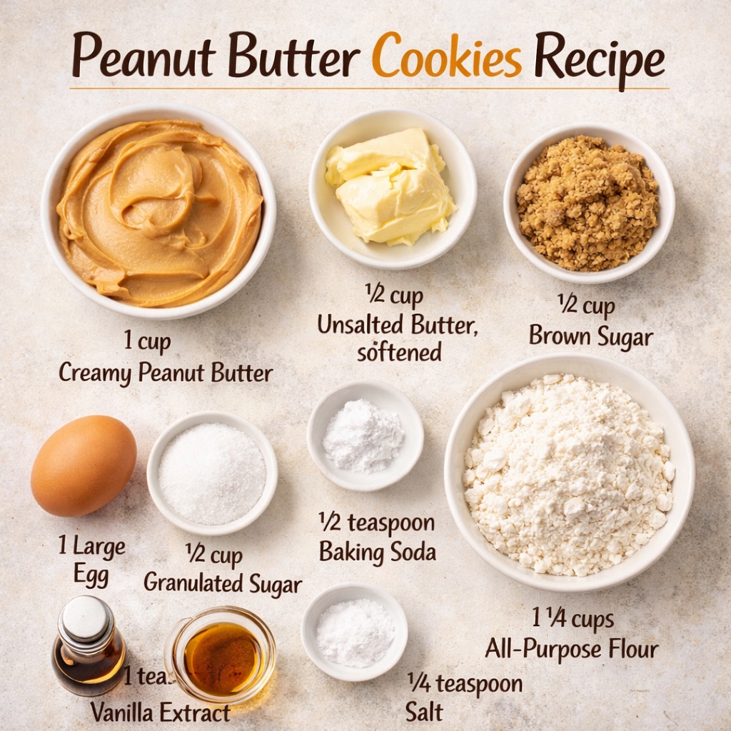 Peanut Butter Cookies Recipe Ingredients