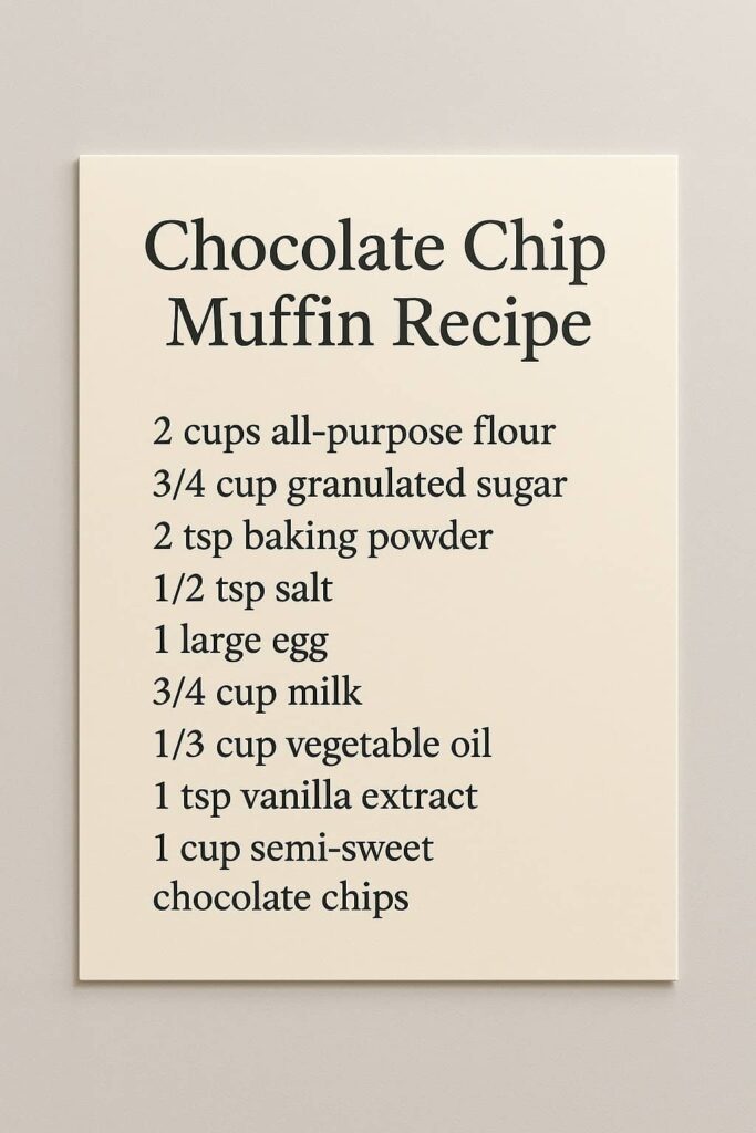 Chocolate Chip Muffin Recipe