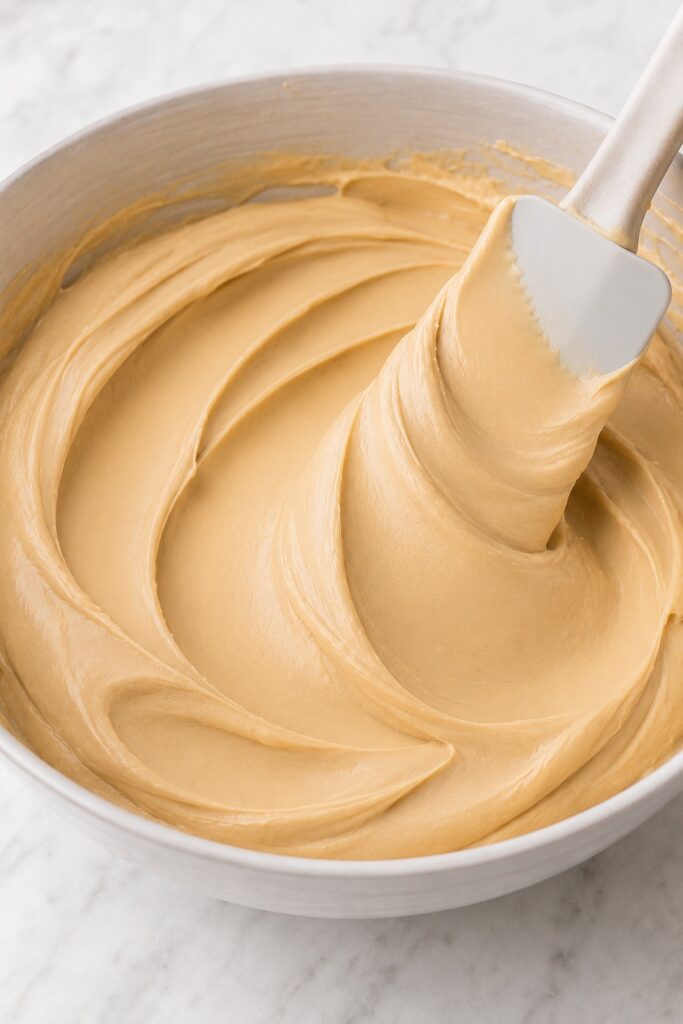 Smooth peanut butter and cream cheese base in a mixing bowl before adding whipped cream.