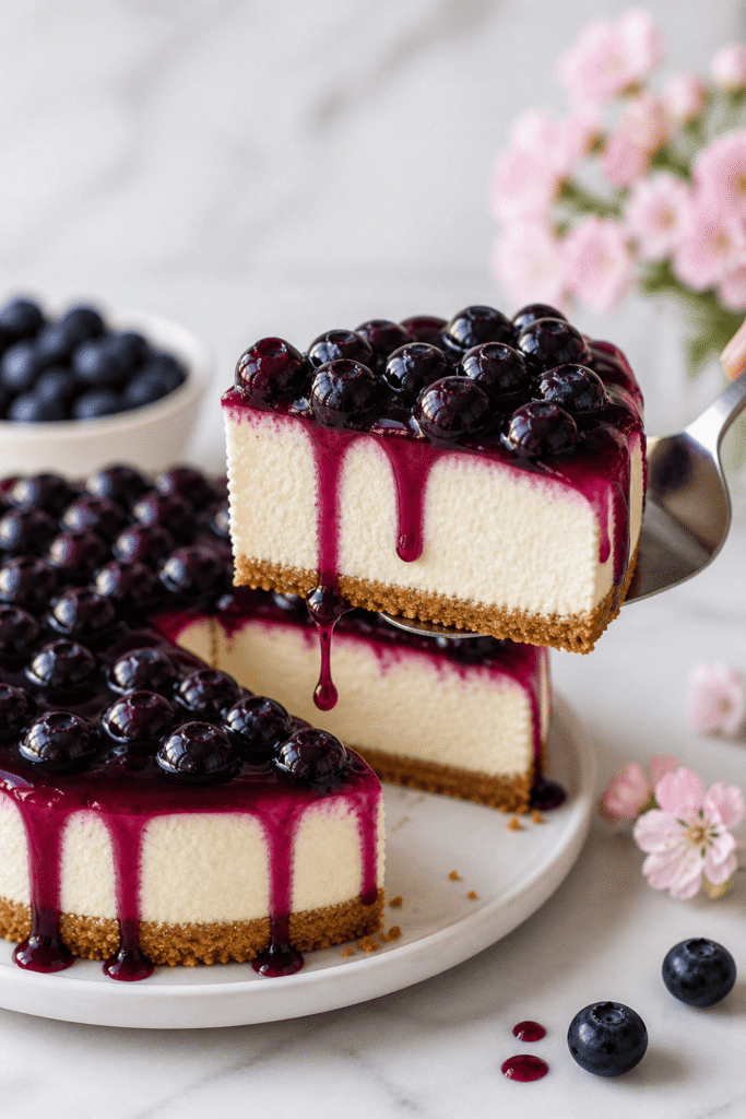 Blueberry Cheesecake Slice Close-up