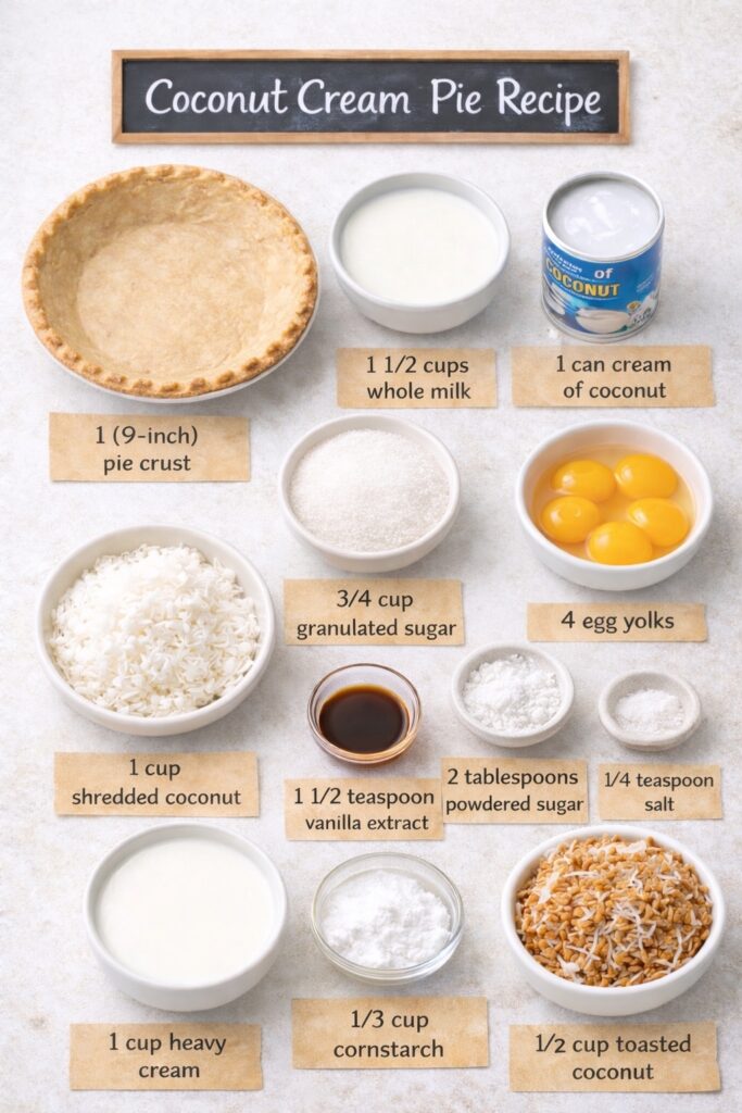cocnut cream pie recipe ingredients