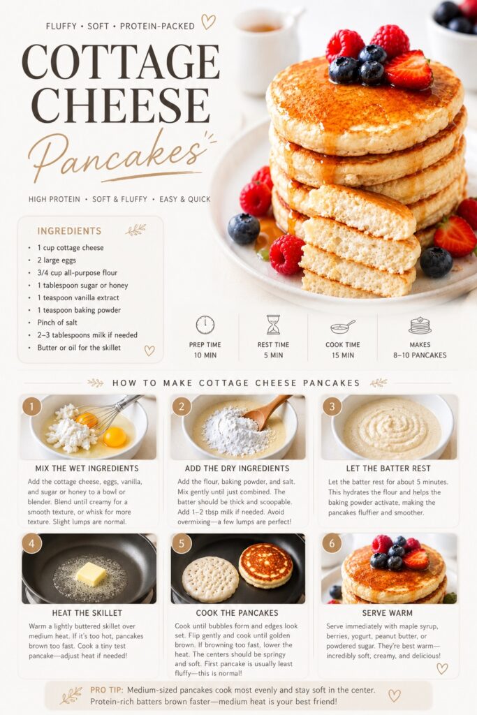 Cottage Cheese Pancakes Recipe Card