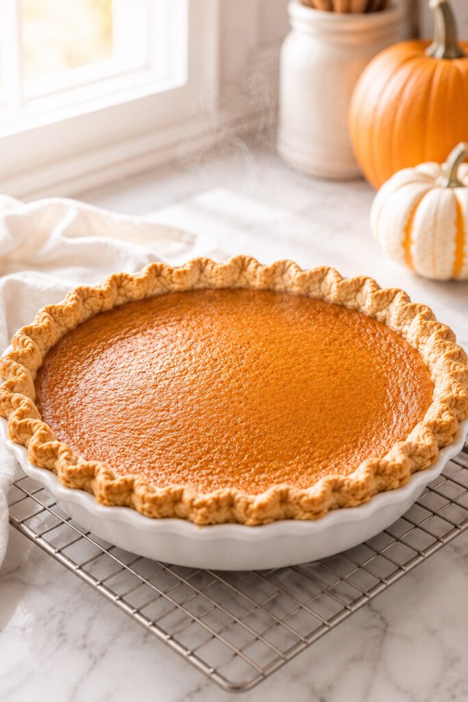 Pumpkin Pie Recipe On Cooling Rack