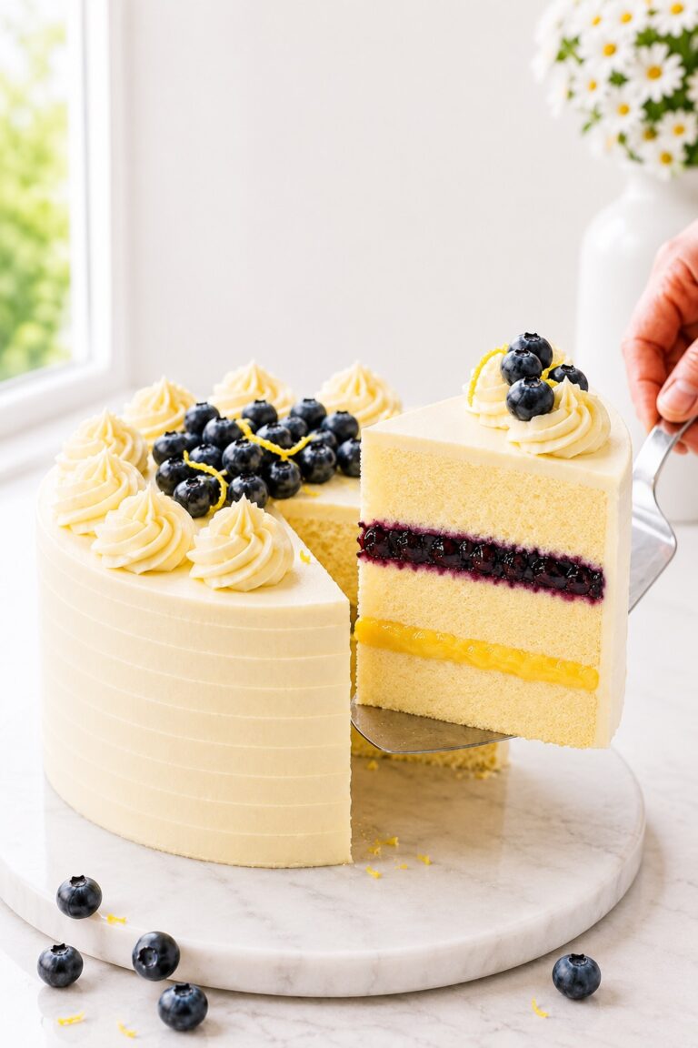 Lemon Blueberry Cake Fresh 3 Layer Cake