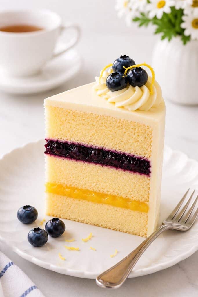 Lemon Blueberry Cake Serving