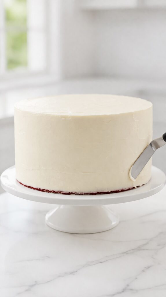 smooth red velvet cake finish smooth frosted red velvet cake with clean cream cheese frosting finish