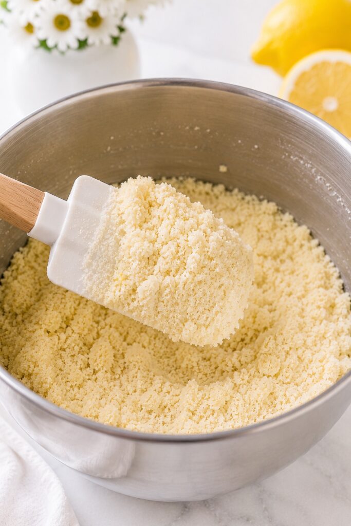 Reverse-creamed mixture — damp sand stage