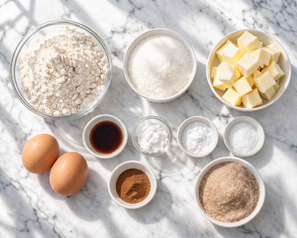 Snickerdoodle cookie ingredients flour sugar butter eggs cinnamon cream of tartar