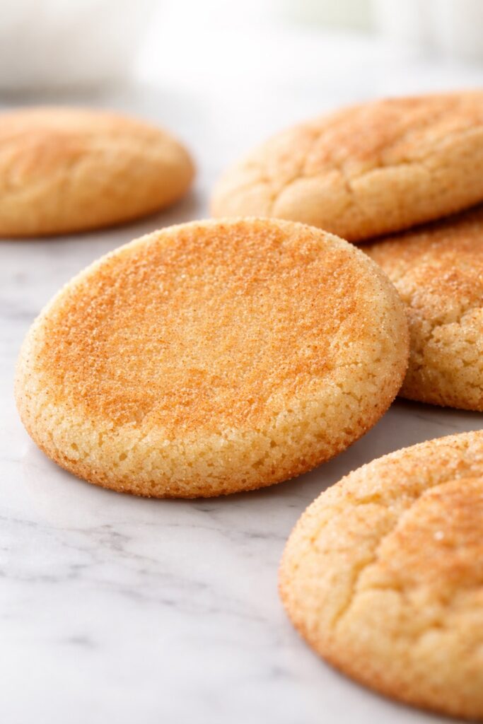 Snickerdoodle cookies underside showing light golden base and even baking