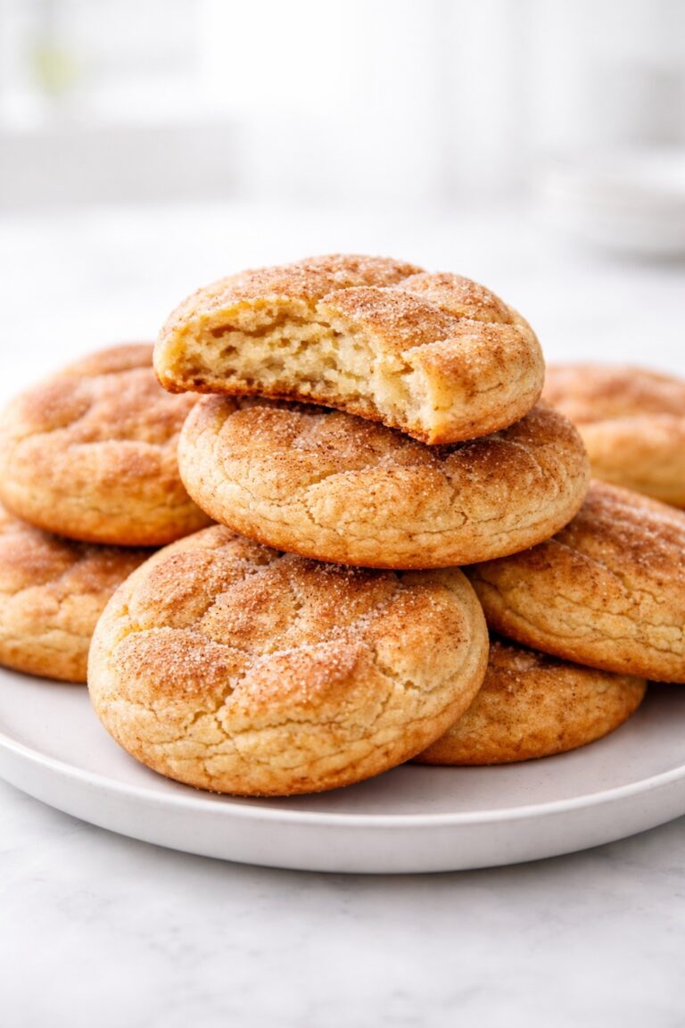 Snickerdoodle cookies soft and chewy with cinnamon sugar coating and crackled tops