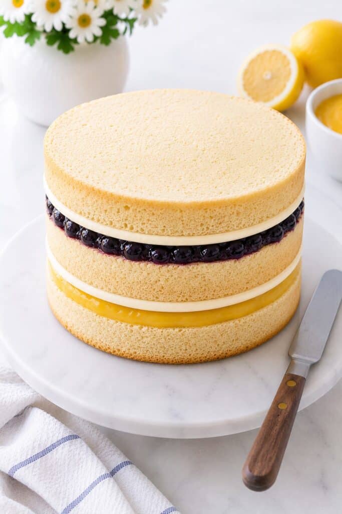 Lemon Blueberry Cake Unfrosted