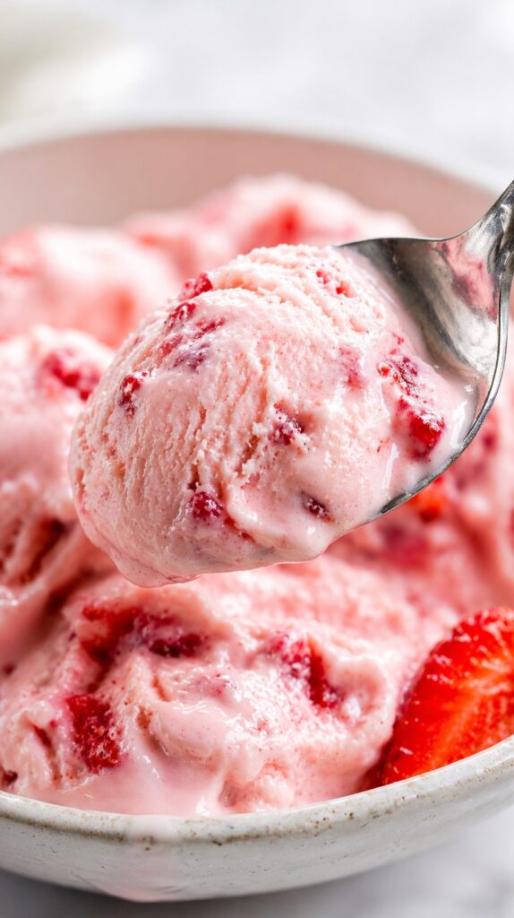 Strawberry Ice Cream Closeup